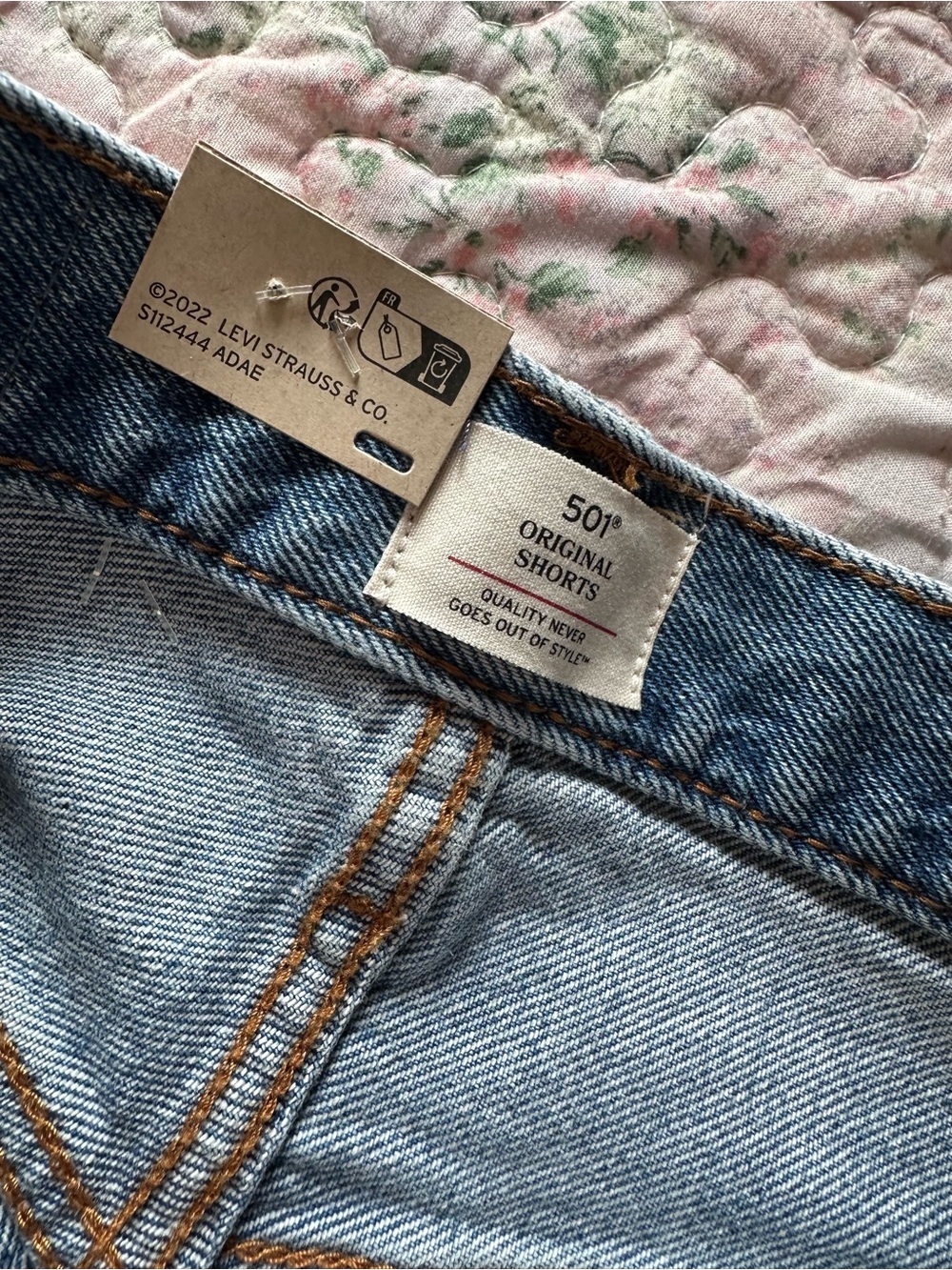 Levi's Light Blue Distressed High-Rise Jean Shorts - Picture 4 of 8